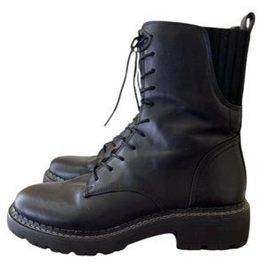 SAM EDELMAN Lex BOOT Lace BLACK Combat LEATHER Military WOMEN Size US 6 EUC